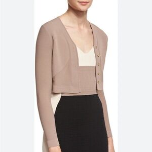 Narciso Rodriguez Button Front Cropped Cardigan Putty Size 40/US 4